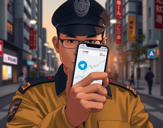 South Korean police officer investigating a cryptocurrency and Telegram scam case in Goyang City.