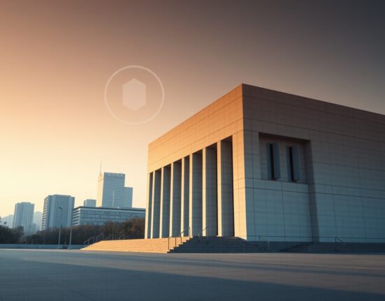 South Korean government building in Seoul, representing tax policy on cryptocurrency staking and lending rewards.