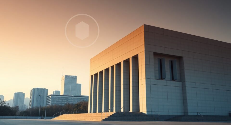 South Korean government building in Seoul, representing tax policy on cryptocurrency staking and lending rewards.