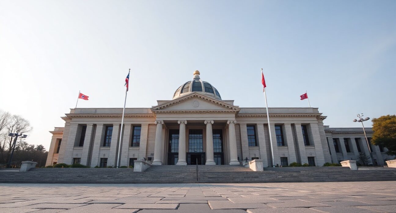 South Korea National Assembly building in Seoul, setting for crypto tax policy announcement.