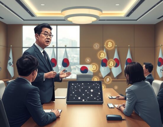 People Power Party leader Song Eon-seok discussing cryptocurrency taxation policy with industry executives in Seoul