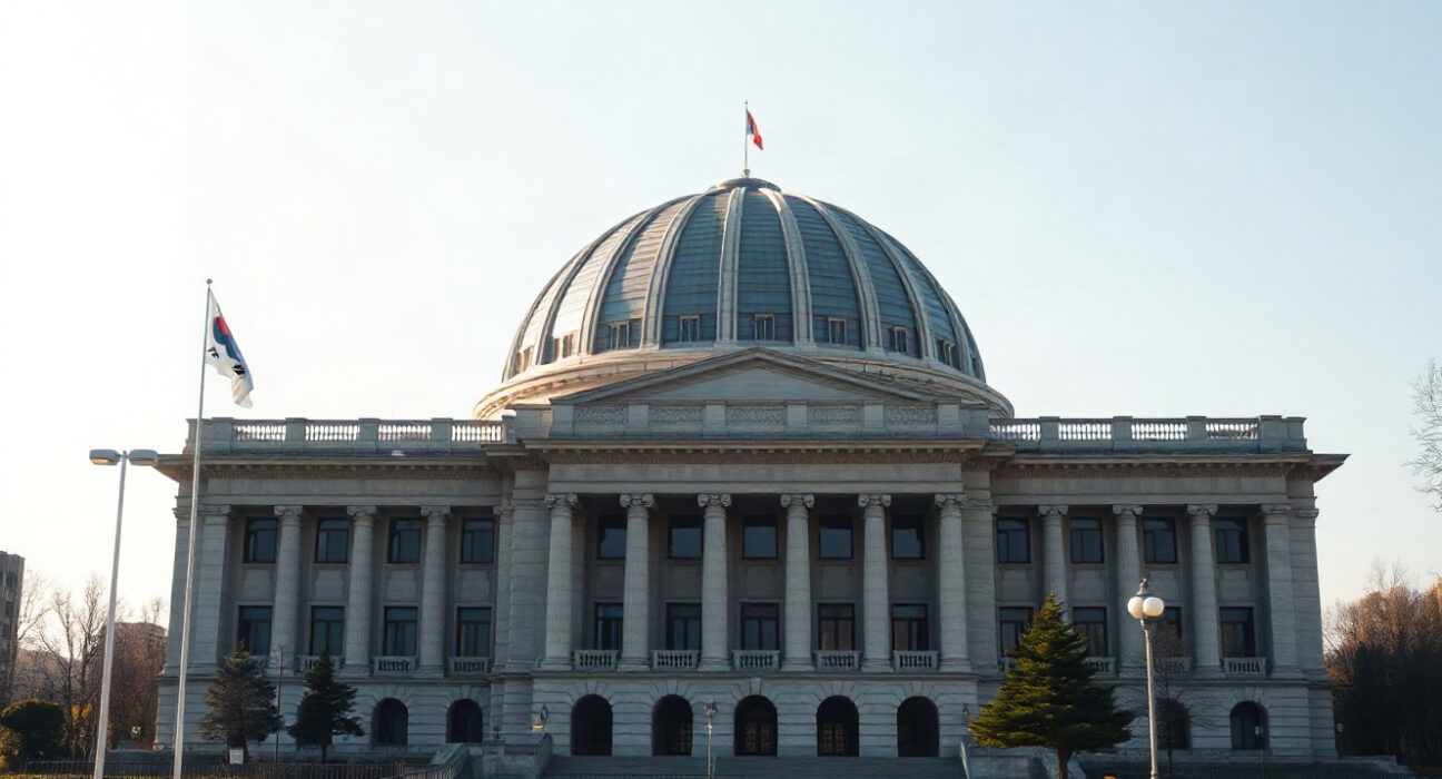 South Korean National Assembly building in Seoul, where lawmakers debate crypto tax delay.