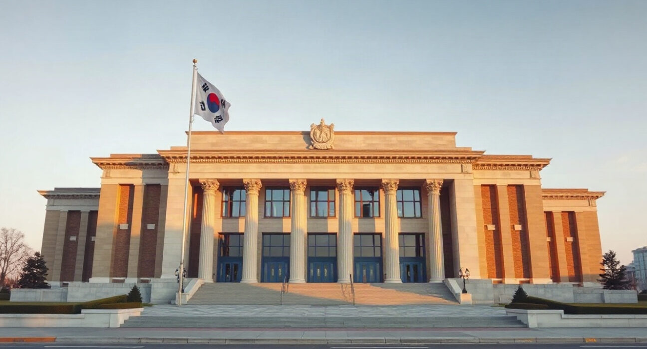 South Korea's National Assembly building in Seoul, where lawmakers will debate a bill to allow crypto exchanges to partner with multiple banks.