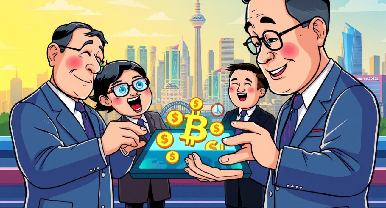 South Korea's Digital Asset Basic Act implementation showing lawmakers and financial leaders collaborating on cryptocurrency regulation