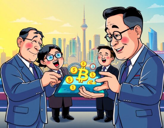 South Korea's Digital Asset Basic Act implementation showing lawmakers and financial leaders collaborating on cryptocurrency regulation