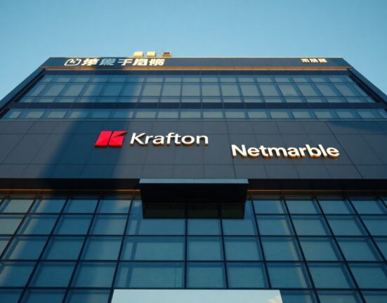 Exterior of a modern corporate building in Seoul representing South Korean game companies fined for crypto violations.
