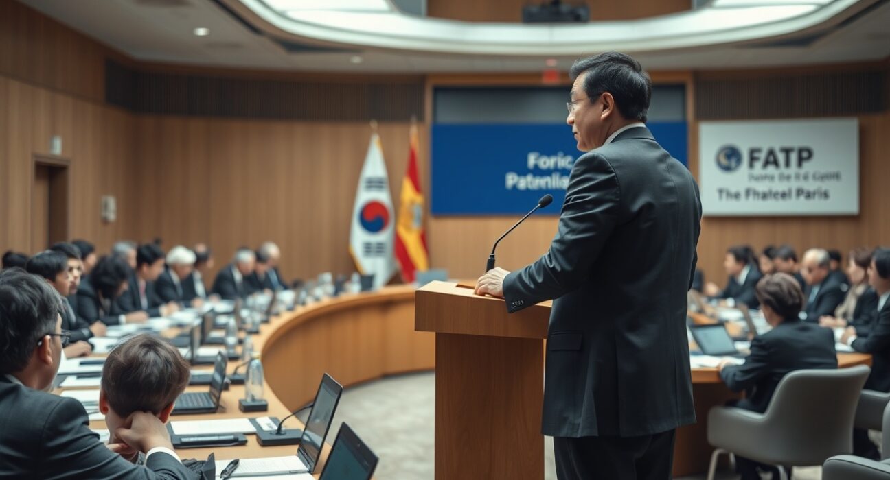 South Korean FIU head Lee Hyung-joo speaking at FATF plenary meeting in Paris