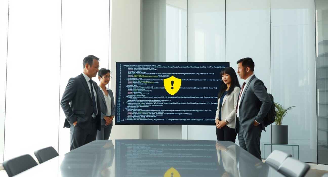 South Korea Financial Security Institute team reviewing smart contract verification system in modern office