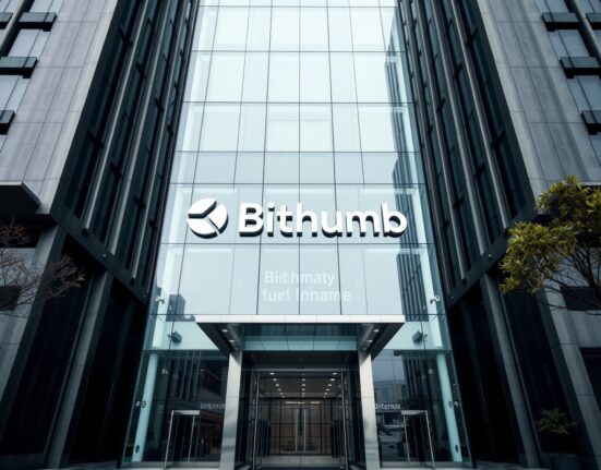 Exterior of a corporate building in Seoul, South Korea, associated with Bithumb regulatory action.