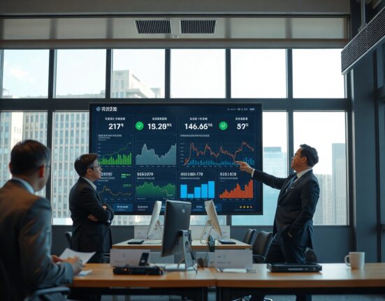 Financial Supervisory Service official reviewing digital dashboard with crypto fraud reimbursement data in Seoul office