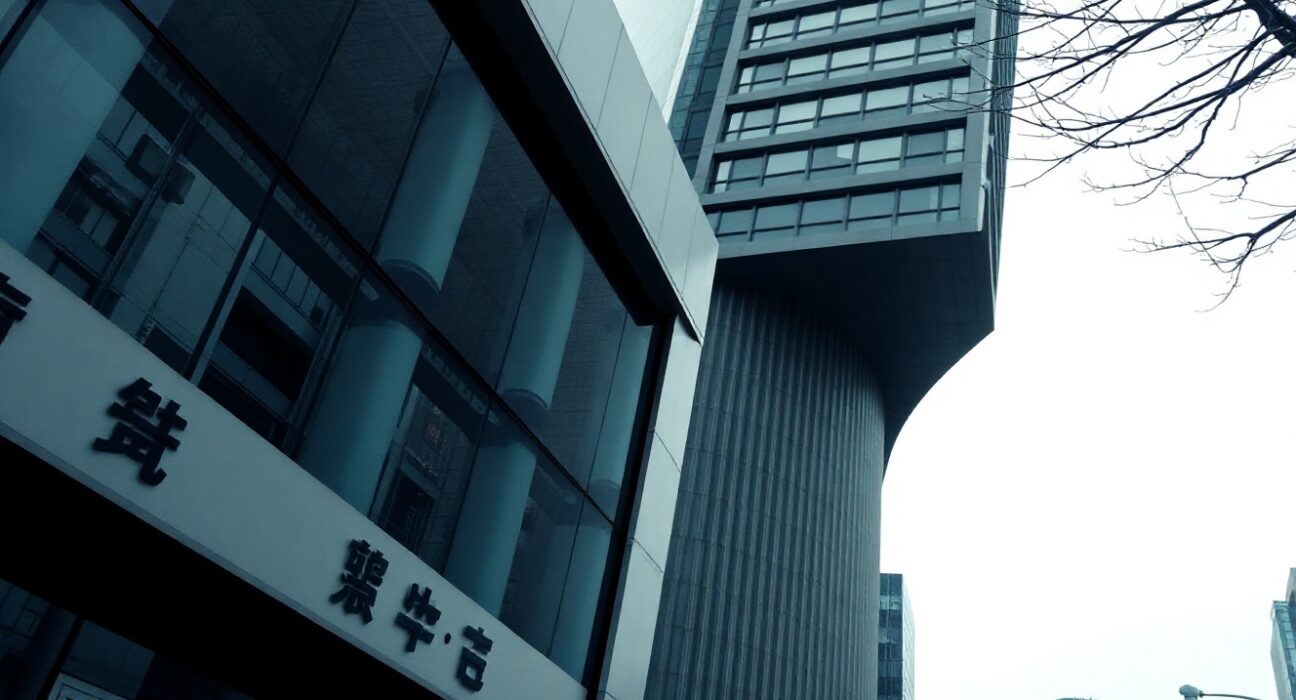 Exterior of a modern financial regulatory building in South Korea under overcast sky