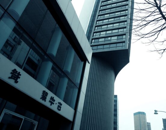 Exterior of a modern financial regulatory building in South Korea under overcast sky
