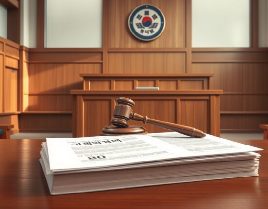 South Korean courtroom scene for the Hanbitco crypto exchange fine appeal case.