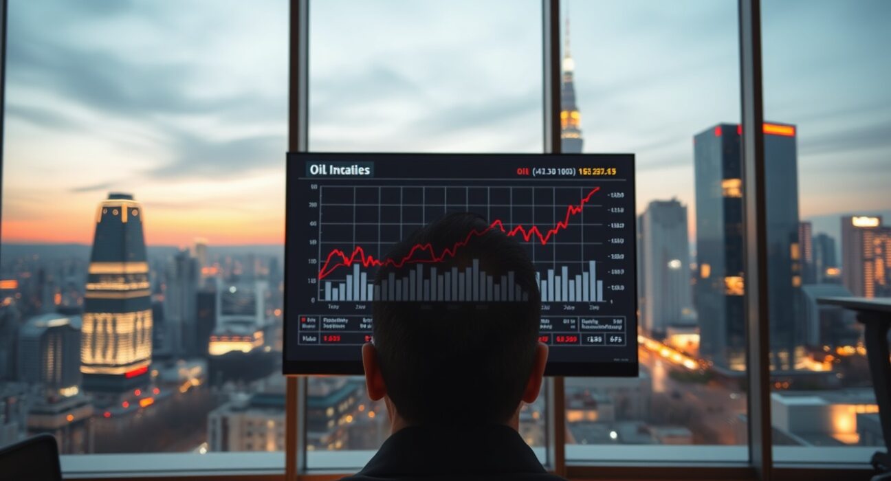 South Korea inflation analysis showing oil price impact on economic dashboard in Seoul financial district