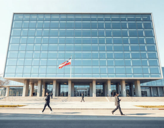 Bank of Korea headquarters in Seoul on a clear day, representing South Korea's economic outlook.