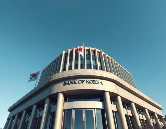 Bank of Korea headquarters in Seoul, symbolizing monetary policy and money supply data.