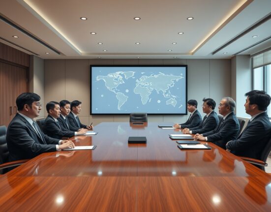 South Korean government officials meeting to discuss cross-border virtual asset transfer monitoring regulations.