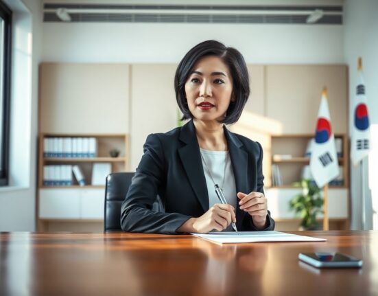 South Korean Prime Minister nominee Han Seong-sook in a formal office setting