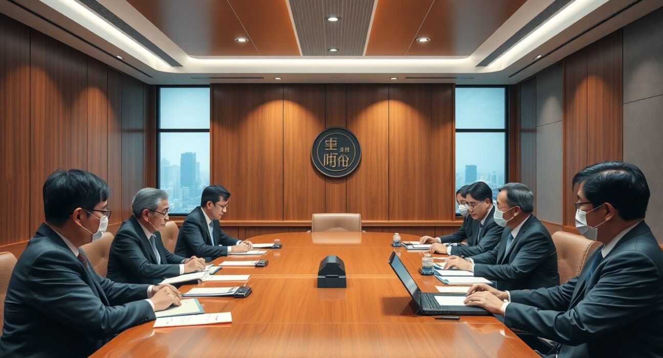 South Korean financial regulators and lawmakers in a policy meeting discussing digital asset regulation.