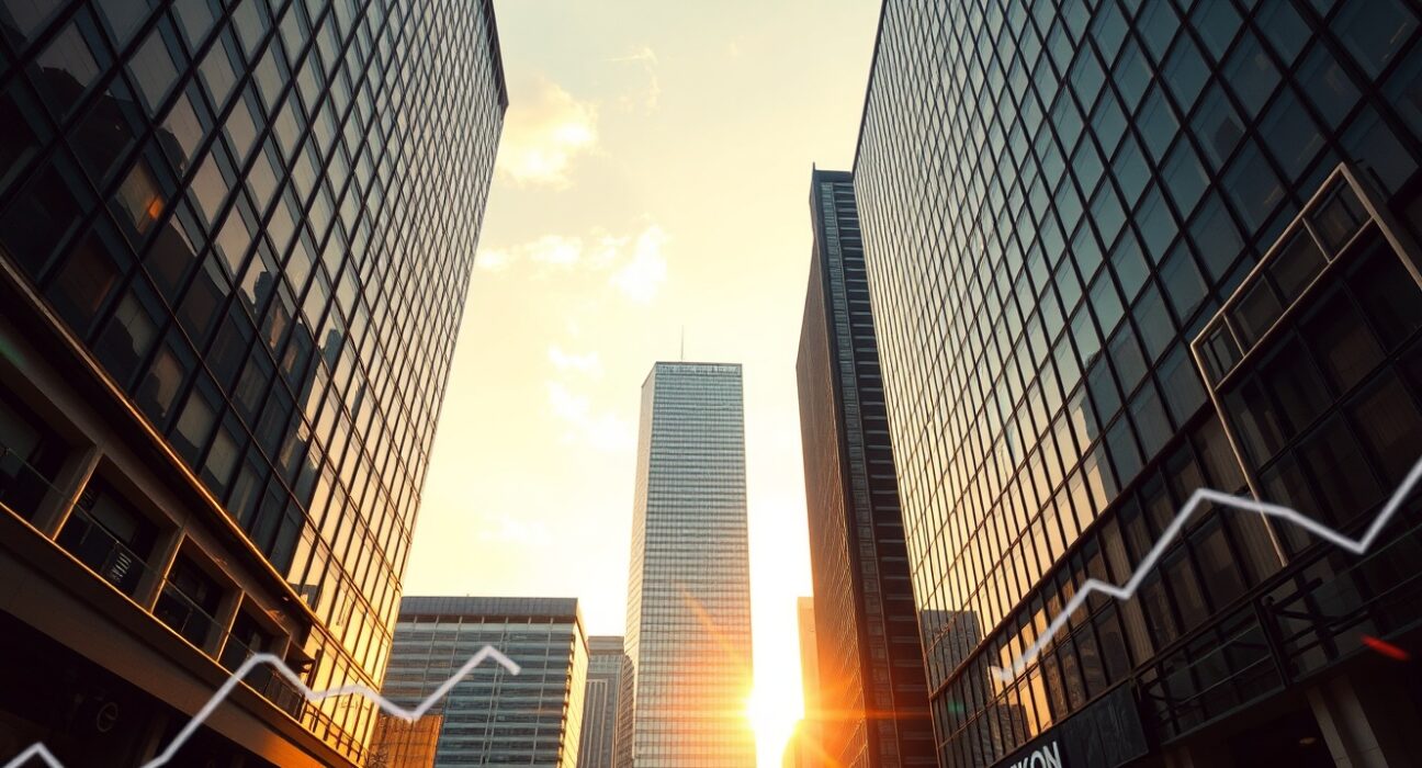 Seoul financial district skyline at golden hour representing South Korean market stability and currency dynamics.