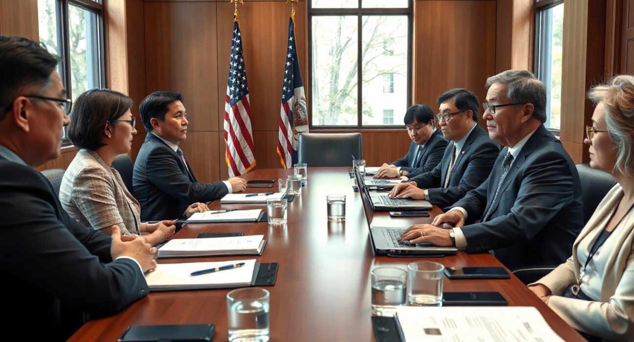 South Korean and U.S. SEC officials in a meeting discussing cryptocurrency regulation