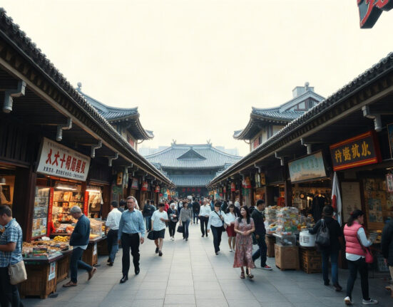 Commercial district in Seoul, South Korea, reflecting service sector activity.