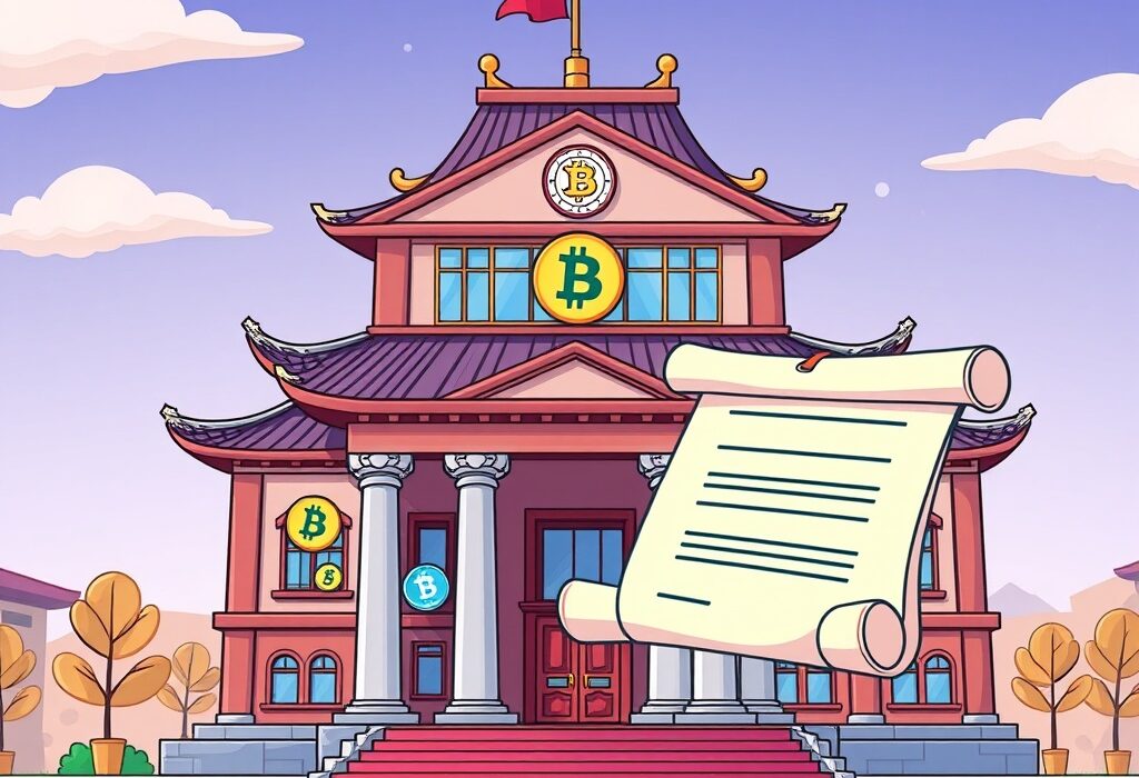 A cartoon illustration showing Kiwoom Securities' bold step into South Korea stablecoin development, bridging traditional finance with digital assets.