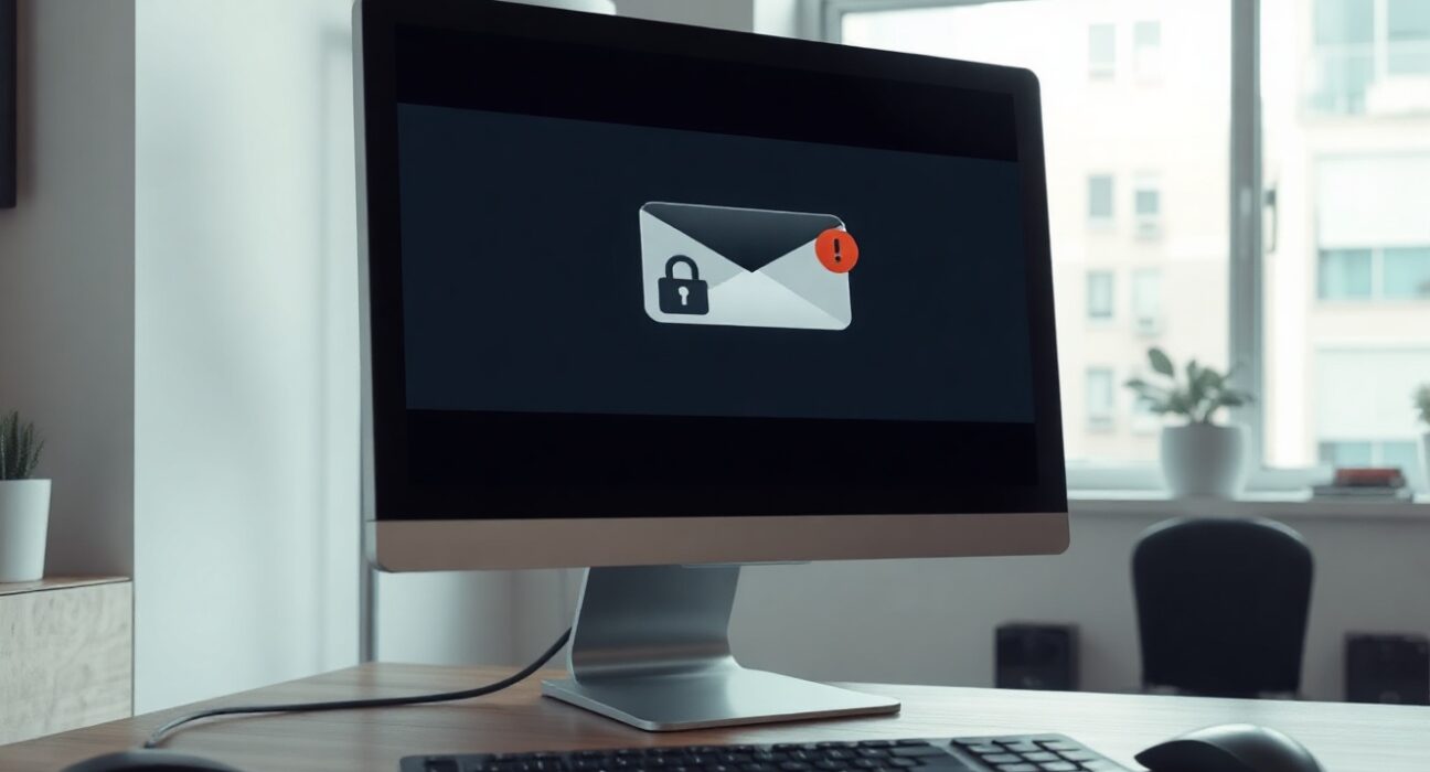 A computer screen displaying an email inbox with a suspicious crypto tax notice, illustrating phishing risk.