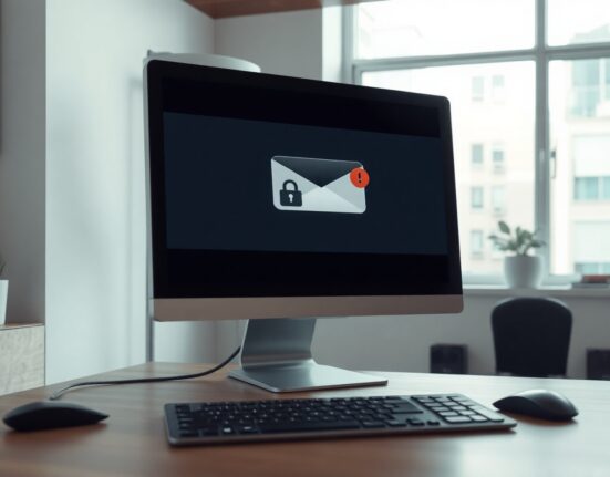 A computer screen displaying an email inbox with a suspicious crypto tax notice, illustrating phishing risk.