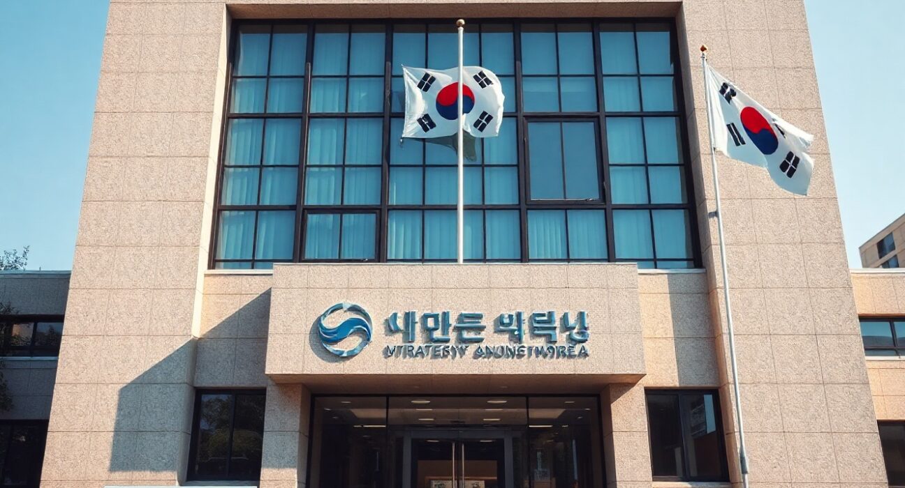 Exterior of the South Korean Ministry of Strategy and Finance building in Sejong City