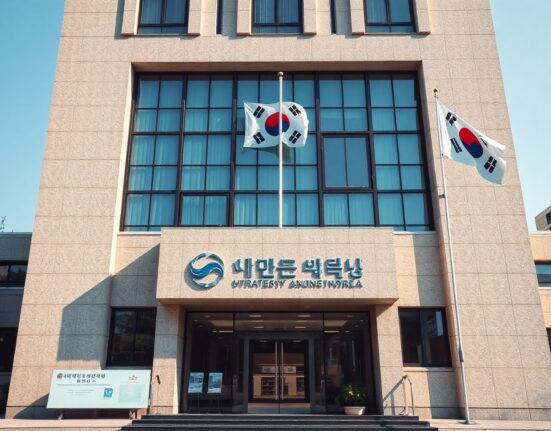 Exterior of the South Korean Ministry of Strategy and Finance building in Sejong City