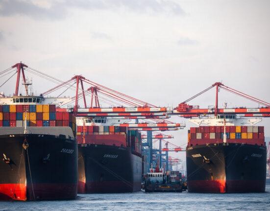 Container ships and cranes at the Port of Busan, South Korea, representing trade activity