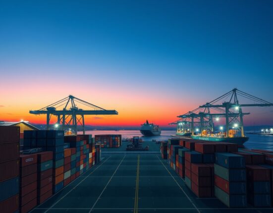 South Korea's trade resilience shown through modern port operations and shipping container logistics.