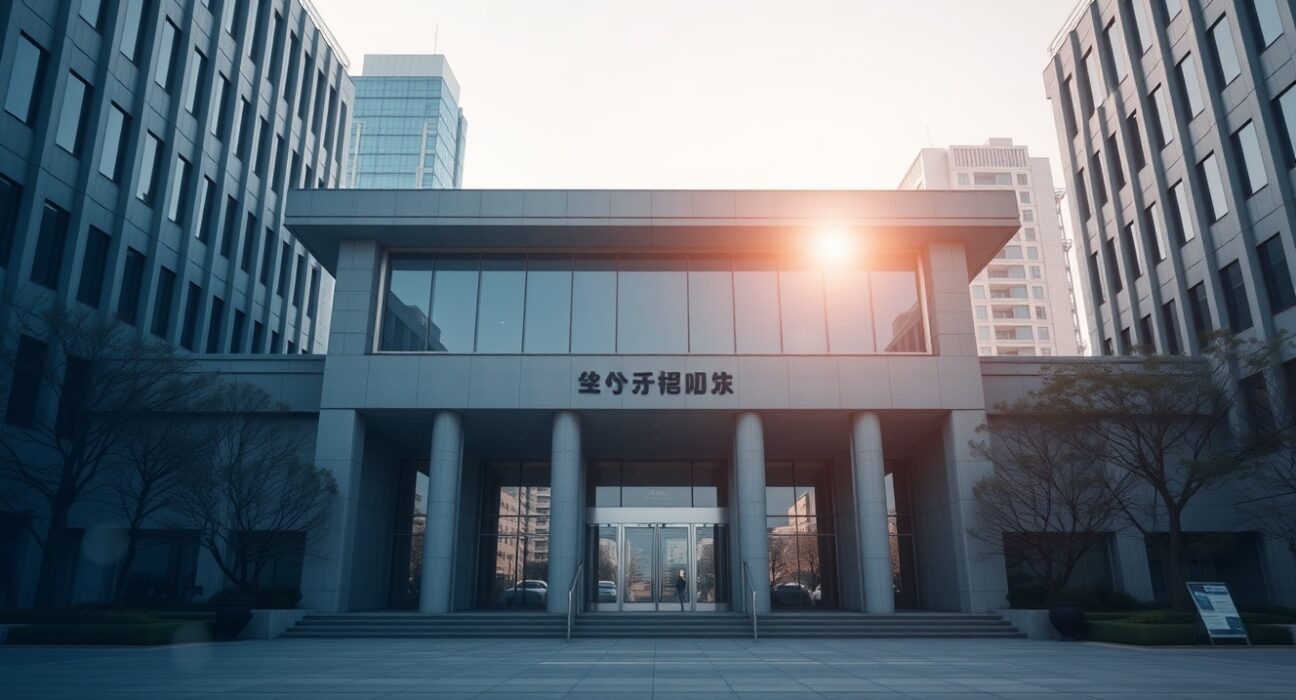 Government building in Seoul with digital overlay representing cryptocurrency regulation