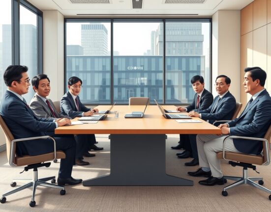 People Power Party meets cryptocurrency exchange CEOs to discuss virtual asset tax abolition in Seoul conference room