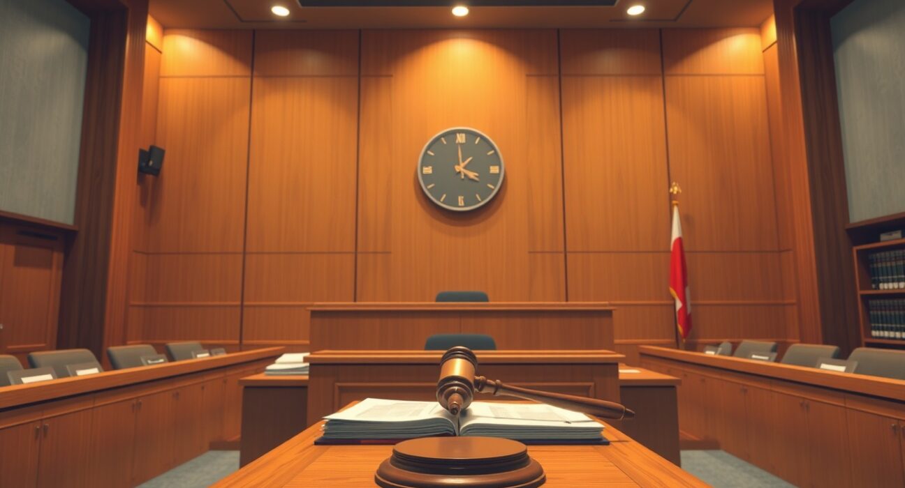 South Korean courtroom proceedings for Flow token delisting case showing legal authority and financial regulation context.