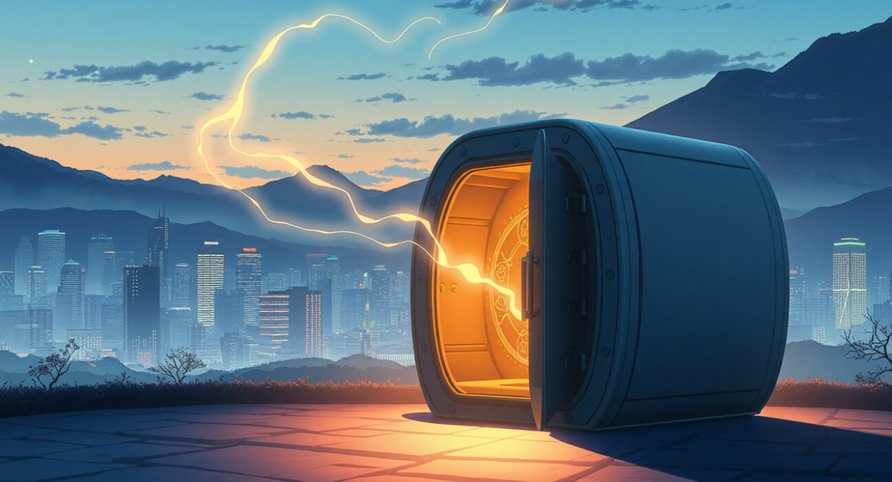 Conceptual art representing the $4.8 million South Korean crypto theft from the National Tax Service.