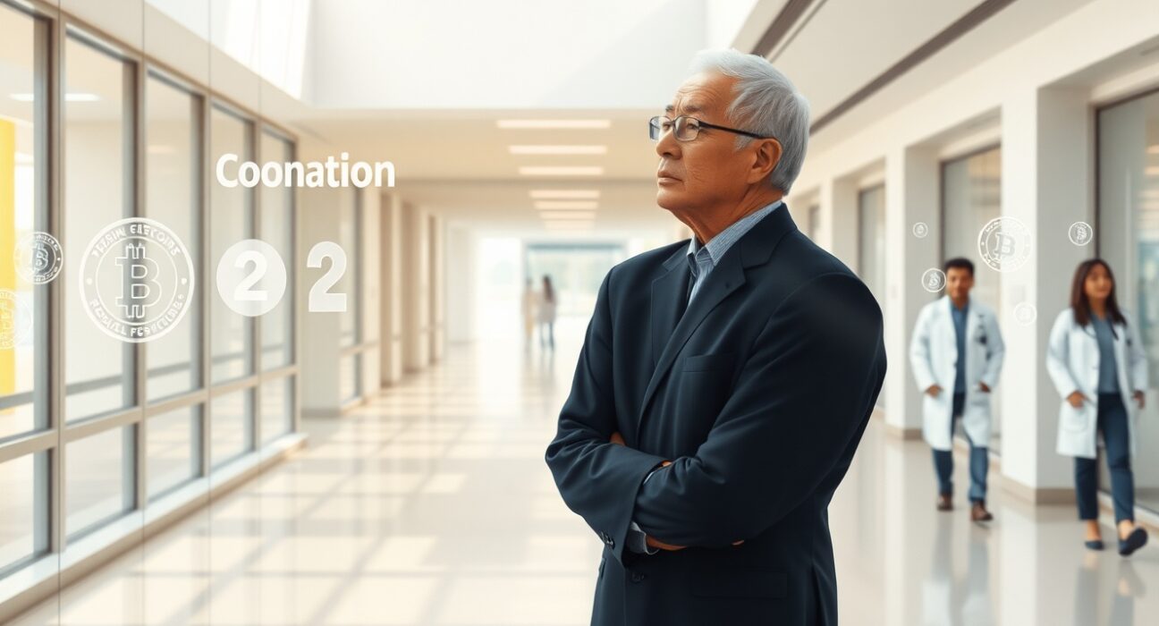 Elderly South Korean investor Kim Geo-seok making cryptocurrency donation to Seoul National University Hospital