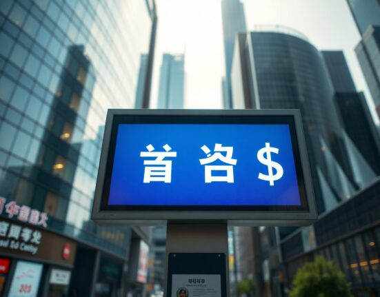 Digital currency exchange board in Seoul showing South Korean won and US dollar rates