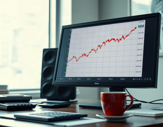 Analyst monitoring USD/KRW exchange rate chart on computer screen