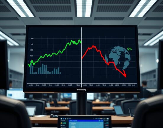Deutsche Bank analysis of the S&P 500 chart showing the conflict between earnings growth and geopolitical risk.