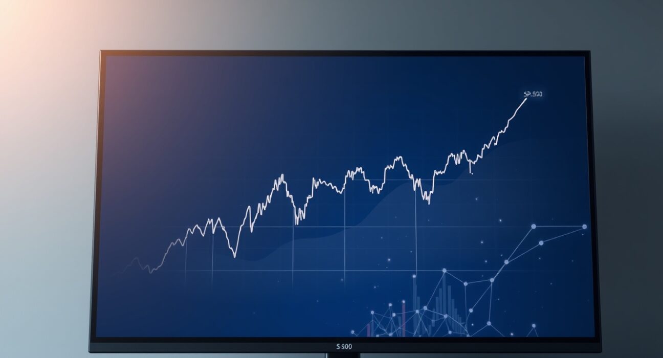 Digital trading interface displaying the S&P 500 index graph on Hyperliquid blockchain platform.