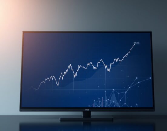 Digital trading interface displaying the S&P 500 index graph on Hyperliquid blockchain platform.