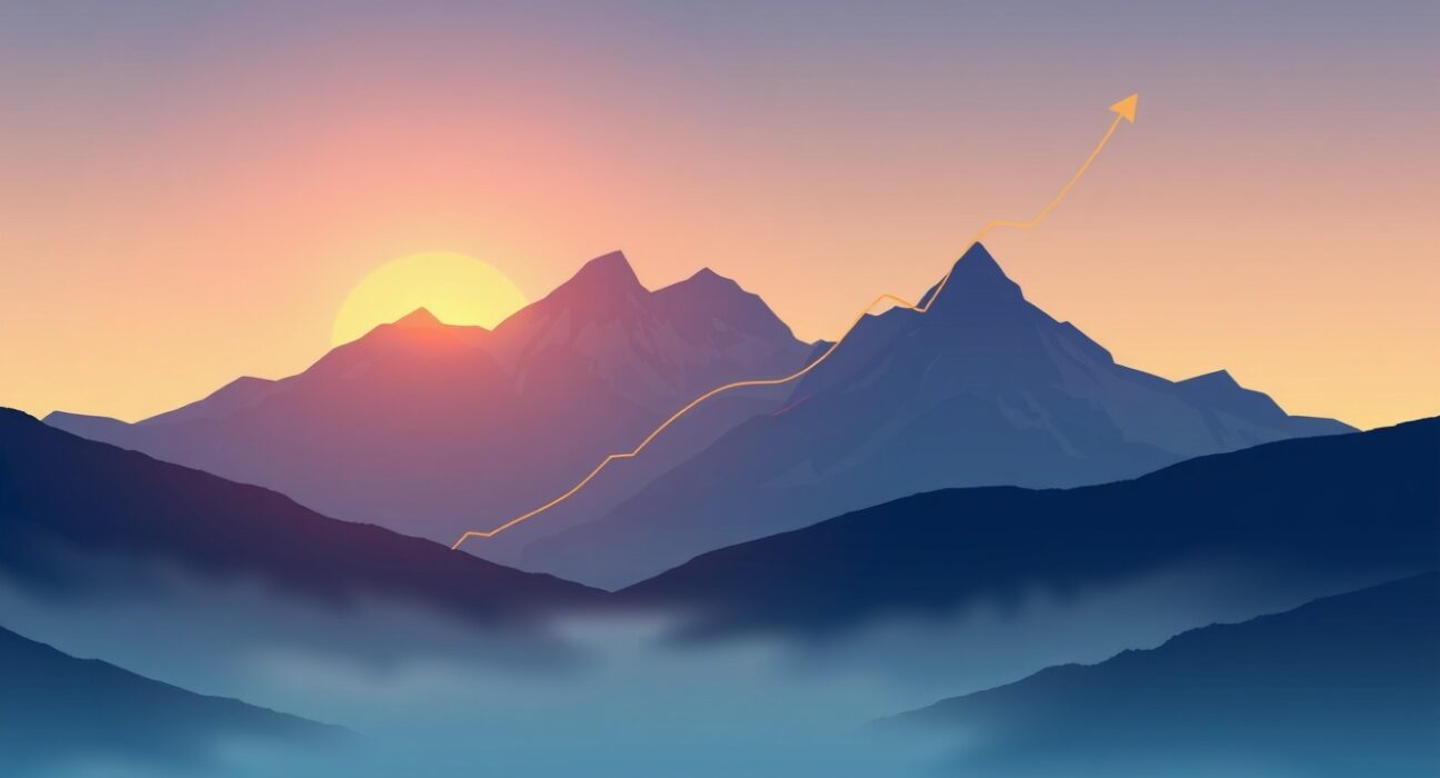 S&P 500 index chart showing a strong upward trend driven by technology sector performance.