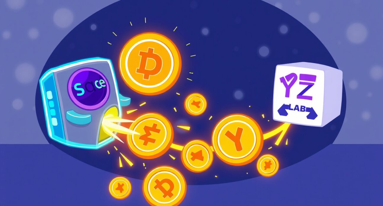 Illustration of a significant Space ID token transfer between digital entities, highlighting the strategic Space ID token transfer to YZi Labs.