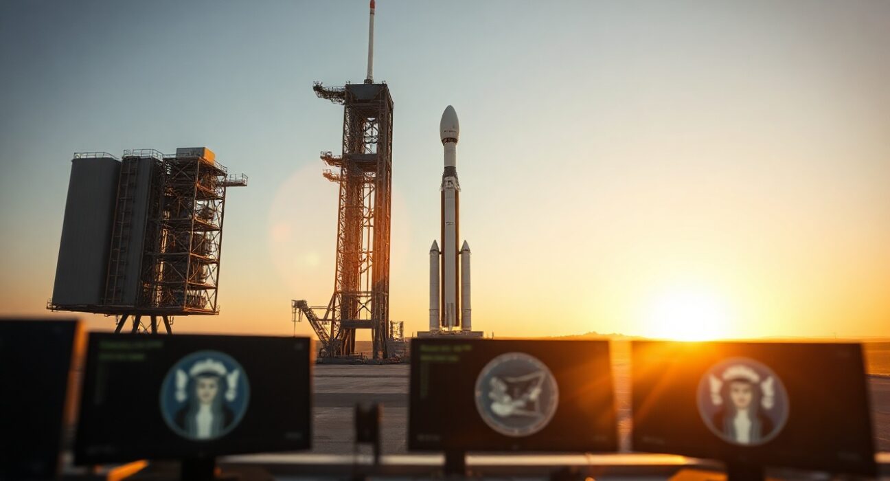 SpaceX rocket on launch pad at dawn, symbolizing the company's steady Bitcoin investment strategy.