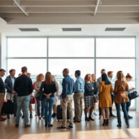 People at a Spanish employment office, reflecting labor market activity