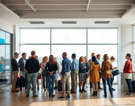 People at a Spanish employment office, reflecting labor market activity