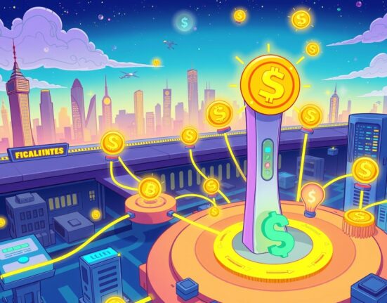 SparkLend TVL growth depicted as a vibrant financial hub connecting DeFi and institutional liquidity streams.