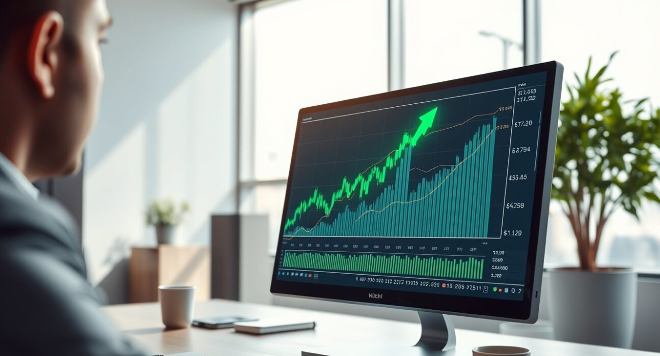 Professional financial chart showing a surge in Spot Bitcoin ETF investment inflows.